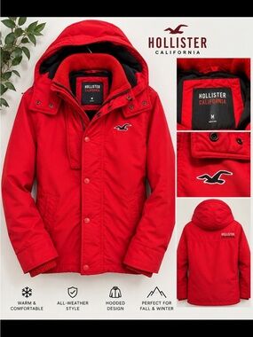 Hollister Bright Red Kids Puffer Coat